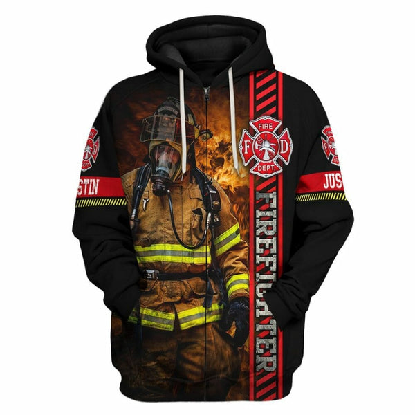 Maxcorners Personalized 3D Brave Firefighter Hoodie Apparel PT07
