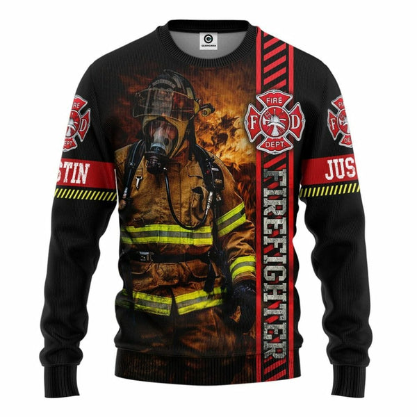 Maxcorners Personalized Brave Firefighter 3D Shirt