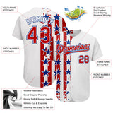 Custom White Red-Royal 3D American Flag Authentic Baseball Jersey