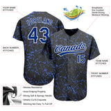 Custom Black Royal-White 3D Pattern Design Authentic Baseball Jersey