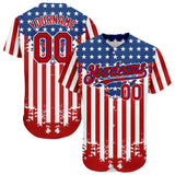 Custom Red Royal-White 3D American Flag Authentic Baseball Jersey