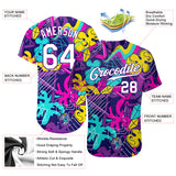 Custom Graffiti Pattern White-Purple 3D Authentic Baseball Jersey