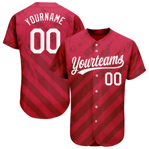 Custom Red White 3D Pattern Design Authentic Baseball Jersey