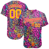 Custom Graffiti Pattern Gold-Pink 3D Colorful Leopard Authentic Baseball Jersey