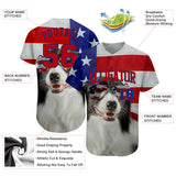 Custom White Dog Smile Red-Royal 3D American Flag Fashion Authentic Baseball Jersey