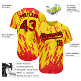 Custom Gold Red-Black 3D Pattern Design Authentic Baseball Jersey