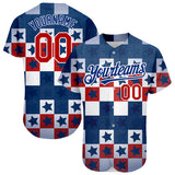 Custom Royal Star Red-White 3D American Flag Authentic Baseball Jersey