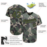 Custom Camo Olive-Black 3D Pattern Design Authentic Salute To Service Baseball Jersey