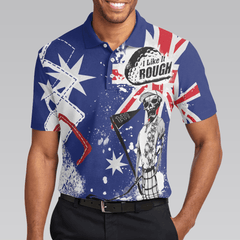 Max Corners Argyle Pattern Skeleton Golfing, Golf I Like It Rough Australian Flag 3D Custom Polo Shirt