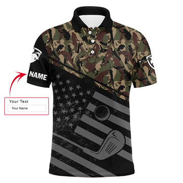 Max Corners Black American Flag Patriotic Camo Pattern 1 3D Custom Polo Shirt