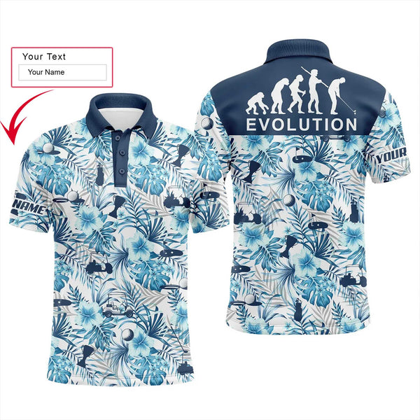 Max Corners Blue Tropical Plant Pattern 3D Custom Polo Shirt