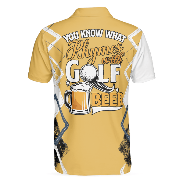 Max Corners Funny Skeleton Argyle Pattern You Know What Rhymes With Golf Beer 3D Custom Polo Shirt