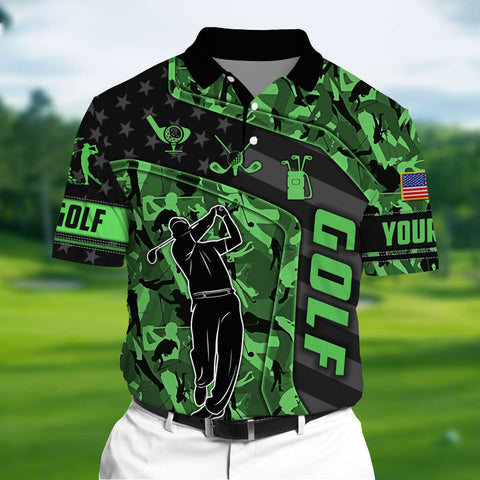 Max Corners Unique Love Golf Pattern Multicolor Personalized 3D Golf Polo Shirt