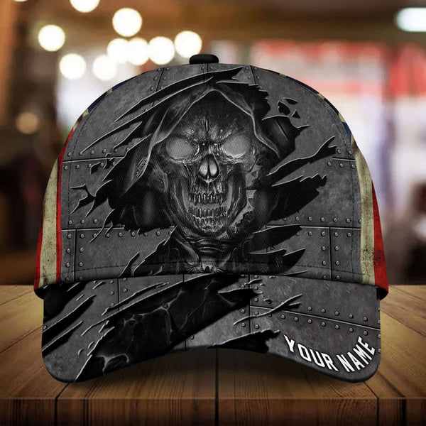 Maxcorners Custom Name Angry Skull Cap