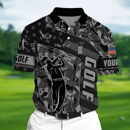 Max Corners Unique Love Golf Pattern Multicolor Personalized 3D Golf Polo Shirt