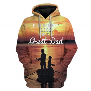 Maxcorners Fishing Gift Behind Every Good Kid Is A Great Dad 3D Shirt