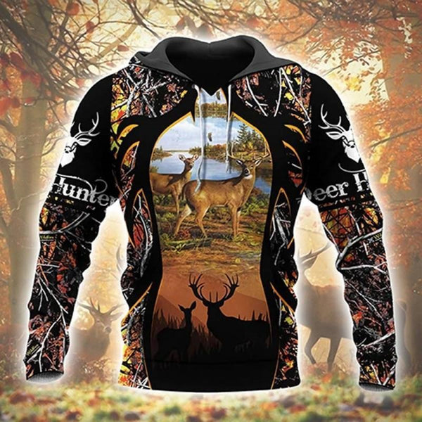 Maxcorners Deer Hunter 3D Over Printed Hoodie