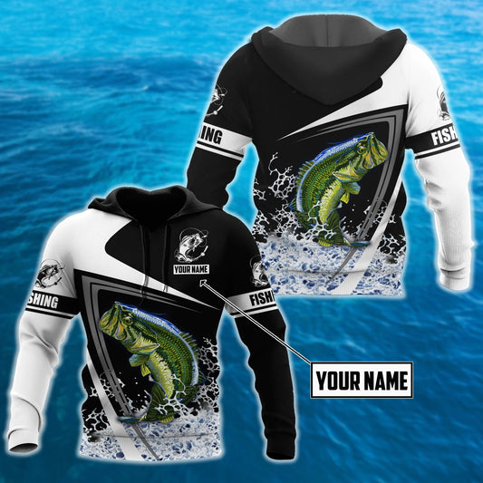 Maxcorners Bass Fishing Personalized Name 3D Shirt