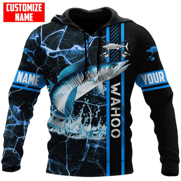 Maxcorners Gone Fishing Blue Wahoo Saltwater Personalized Name 3D Shirt