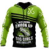 Maxcorners Green Bass Hook Up Fishing 3D Shirt