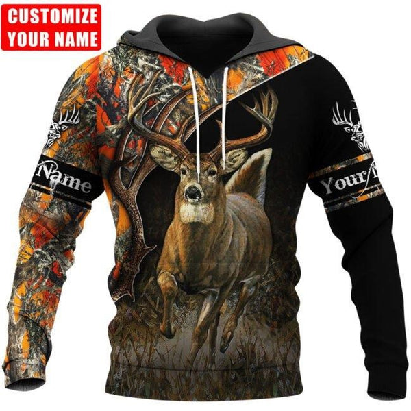 Maxcorners Deer Hunting Personalized Name 3D Over Printed Hoodie