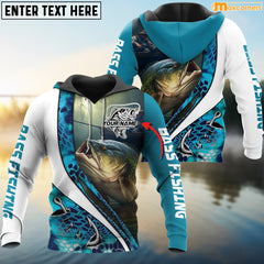 Maxcorners Bass Fishing Green Camo Personalized Name 3D Shirt