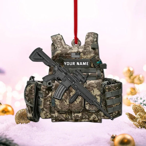 Maxcorners Army Vest Christmas Ornament, Soldier Vest, Veteran Vest Ornament Gift For Army Soldiers Double Sides Acrylic Ornament For Military Veteran