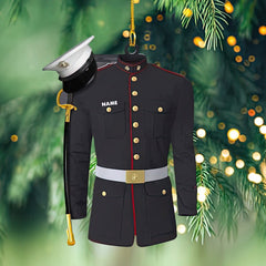 Maxcorners Marine Uniform Personalized Flat Ornament, Marine Military Uniform Christmas Ornament Marine Military Gift Marine Military Ornament