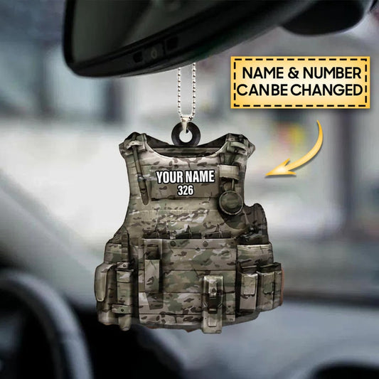 Maxcorners Personalized Military Vest Flat Ornament, Custom Name Ornament, Military Ornament, Gift For Military