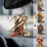 Maxcorners Personalized Boots And Hat Cowboy Car Ornament