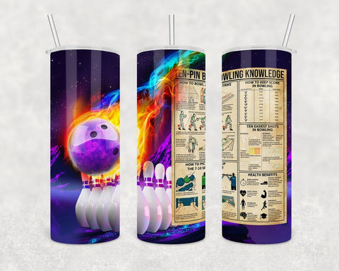 Maxcorners Purple Bowling Knowledge All Over Printed Tumbler