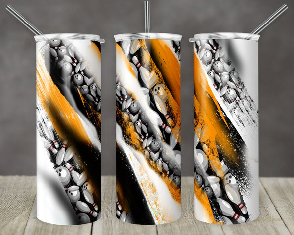 Maxcorners Brush Orange Bowling All Over Printed Tumbler