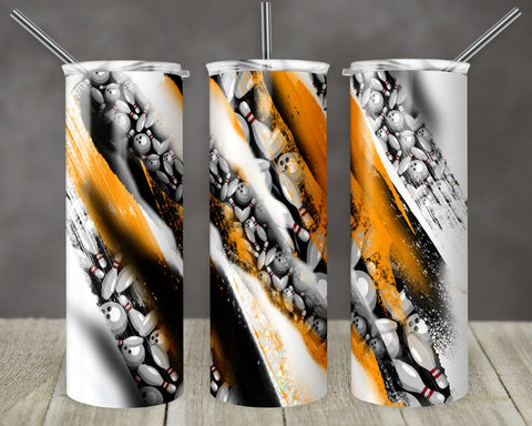 Maxcorners Brush Orange Bowling All Over Printed Tumbler