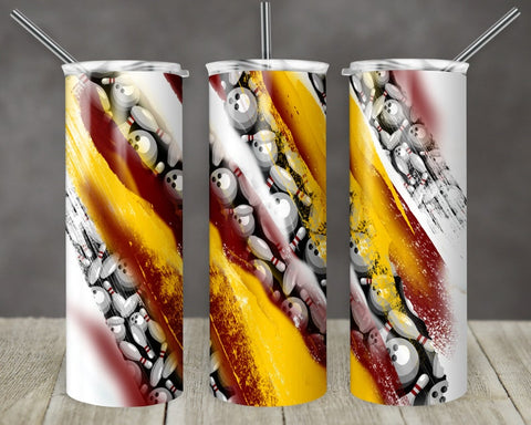 Maxcorners Bowling Straight Solid Brushstroke All Over Printed Tumbler