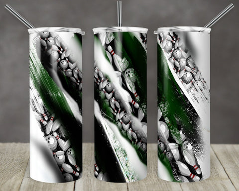 Maxcorners Dark Green Brush Bowling All Over Printed Tumbler