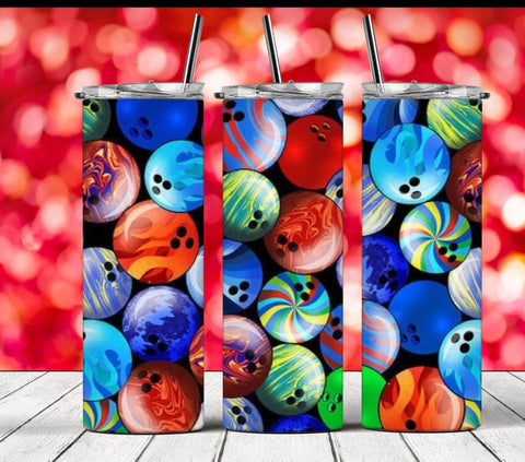 Maxcorners Water Color Bowling Ball All Over Printed Straight Cup