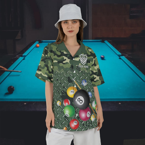 Maxcorners Personalized Billiards Camo Soldiers Style Hawaiian Shirt