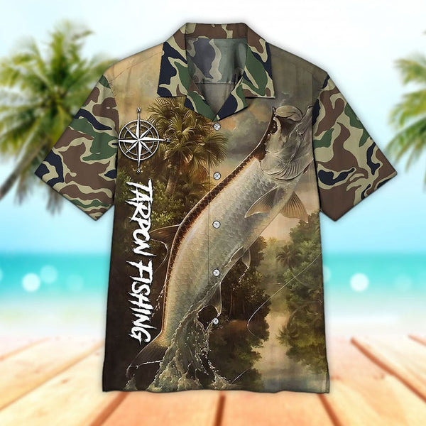 Maxcorners Unisex 3D Tarpon Fishing Art Hawaiian Shirt