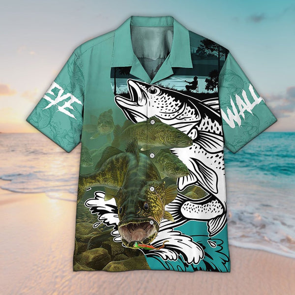 Maxcorners Unisex 3D Walleye Fishing Art Hawaiian Shirt