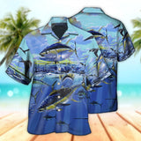 Maxcorners Unisex 3D Tuna Fishing Blue Sky Hawaiian Shirt