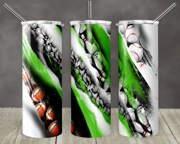 Maxcorners Green Brush Bowling All Over Printed Tumbler