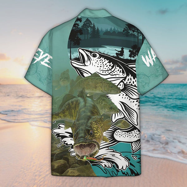 Maxcorners Unisex 3D Walleye Fishing Art Hawaiian Shirt
