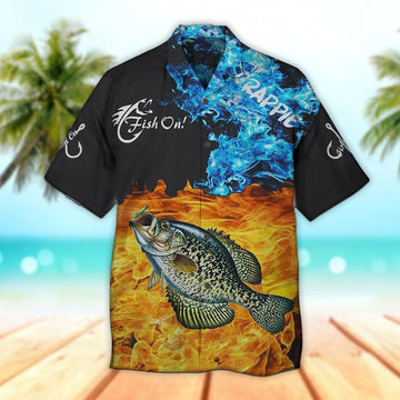 Maxcorners Unisex Crappie On Fire 3D All Over Printed Hawaiian Shirt