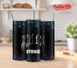 Maxcorners Black Bowling Ball Strike All Over Printed Tumbler