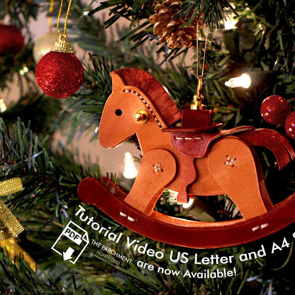 Maxcorners Mini Leather Rocking Pony Pattern Christmas Ornament