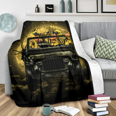 Maxcorners Halloween Duck Jeep Premium Blanket Horror Moonlight