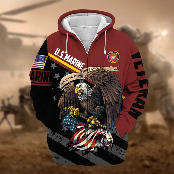 US Veteran Zip Hoodie With Premium 'All Gave Some, Some Gave All' Design