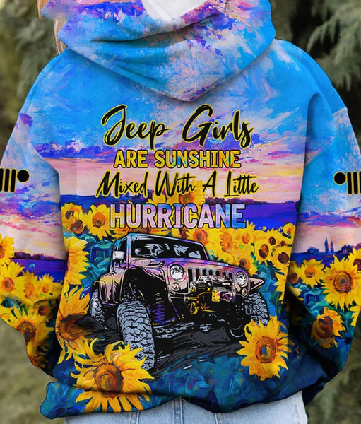 Maxcorners Jeep Girls Are Sunshine 3D Over Printed Hoodie