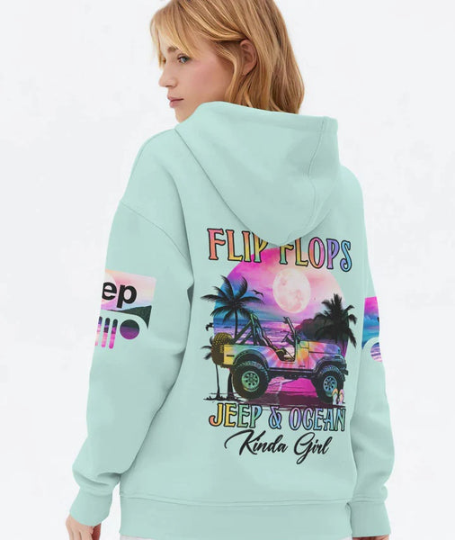 Maxcorners Flip Flops Jeep Ocean Tie Dye 3D Over Printed Hoodie