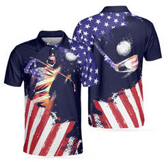 Max Corners American Flag with Abstract Golf Swing 3D Custom Polo Shirt